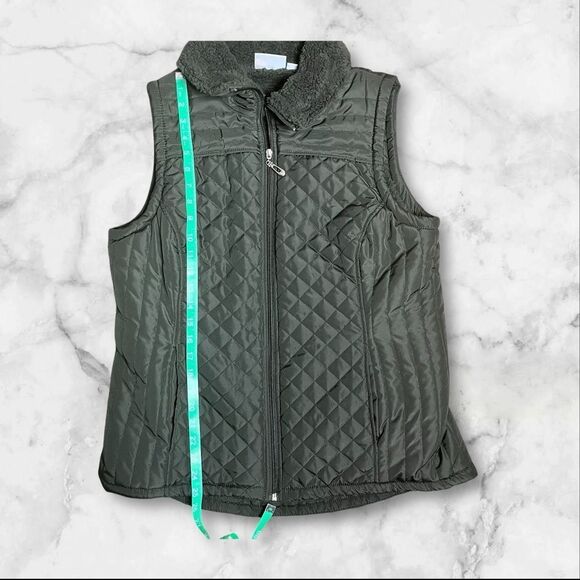 Denim & Co. Zip Front Quilted Vest with Faux Sherpa Lining Size Medium - Picture 6 of 8